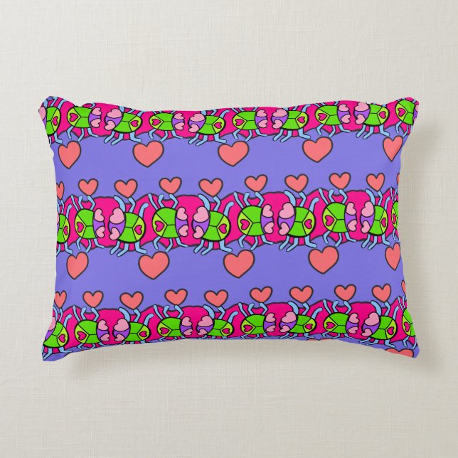 Love Bug Stripe Decorative Cushion (Front)