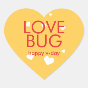 Love bug Valentine's day red yellow heart Sticker