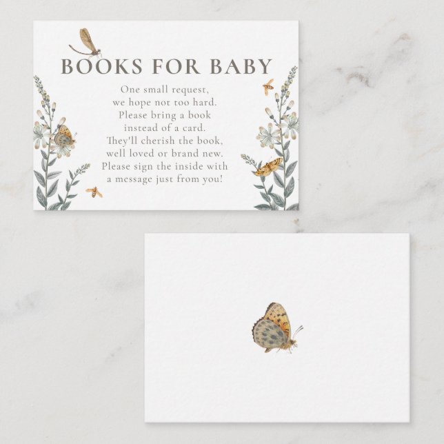 Love Bug Wildflower Books for Baby Shower  Enclosure Card (Front/Back)