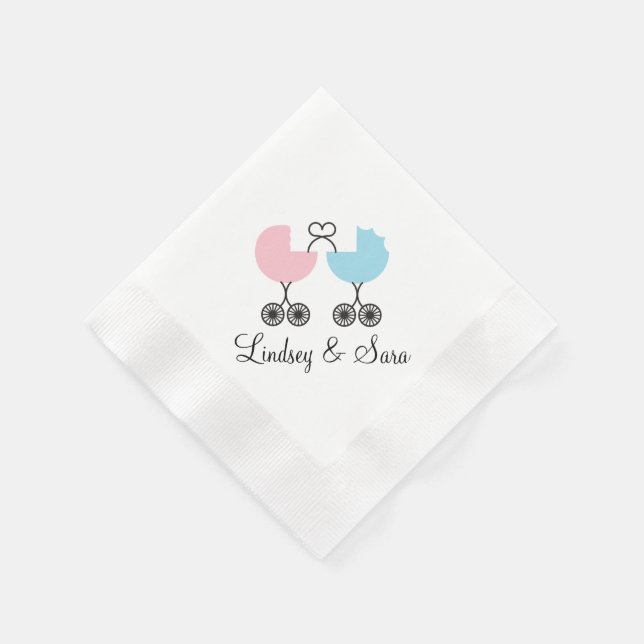 Love Buggies Joint Baby Shower Napkins, Pink/Blue Napkin (Corner)
