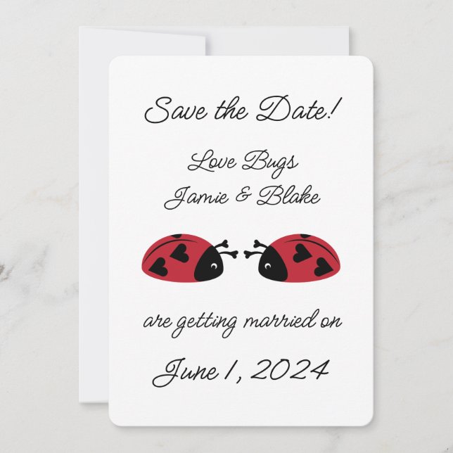 Love Bugs - Customisable Save the Date (Front)