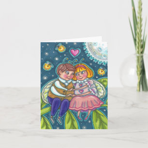LOVE BUGS, FIREFLIES & FULL MOON, CUTE HUMOR Blank Card
