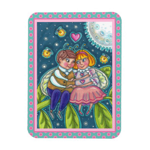 LOVE BUGS, FIREFLIES & FULL MOON, CUTE VALENTINE MAGNET
