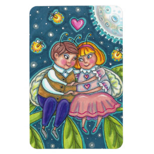 LOVE BUGS, FIREFLIES & FULL MOON, CUTE VALENTINE MAGNET