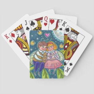 LOVE BUGS, FIREFLIES & FULL MOON, CUTE VALENTINE PLAYING CARDS
