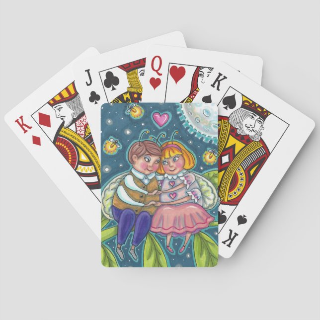 LOVE BUGS, FIREFLIES & FULL MOON, CUTE VALENTINE PLAYING CARDS (Back)
