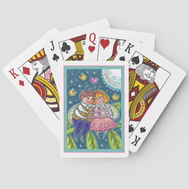 LOVE BUGS, FIREFLIES & FULL MOON, CUTE VALENTINE PLAYING CARDS (Back)