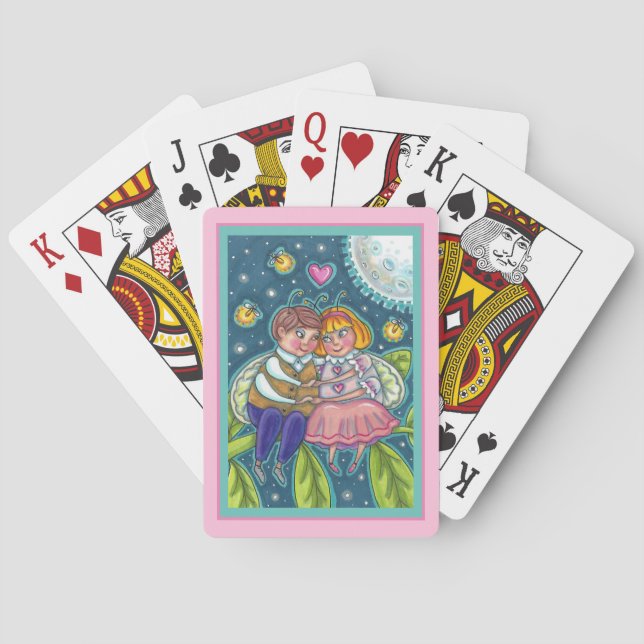 LOVE BUGS, FIREFLIES & FULL MOON, CUTE VALENTINE PLAYING CARDS (Back)