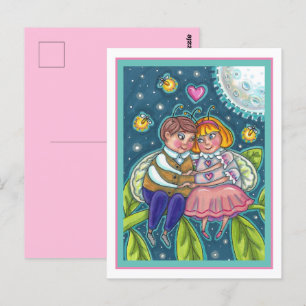 LOVE BUGS, FIREFLIES & FULL MOON, SWEETHEARTS POSTCARD