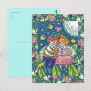 LOVE BUGS, FIREFLIES & FULL MOON, SWEETHEARTS POSTCARD