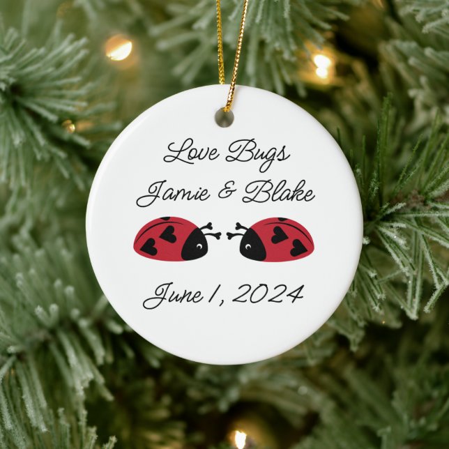 Love Bugs, Personalise Ceramic Tree Decoration (Tree)