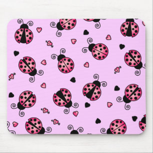 Love Bugs Pink Ladybugs Mouse Mat