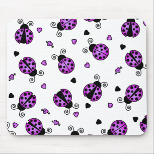 Love Bugs Purple Ladybugs Mouse Mat