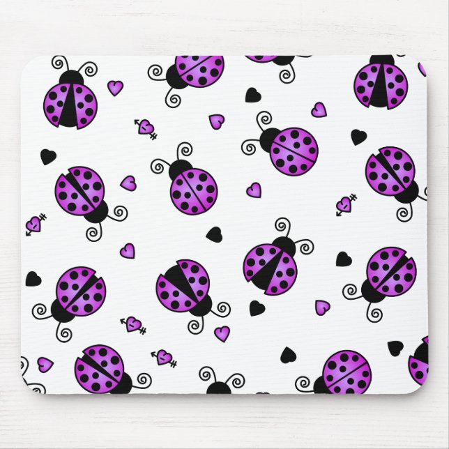 Love Bugs Purple Ladybugs Mouse Mat (Front)