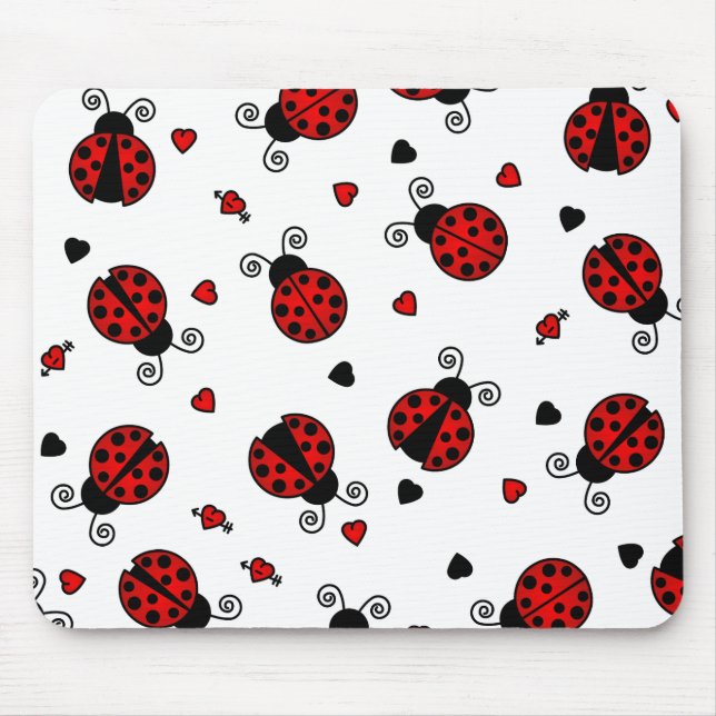 Love Bugs Red Ladybugs Mouse Mat (Front)