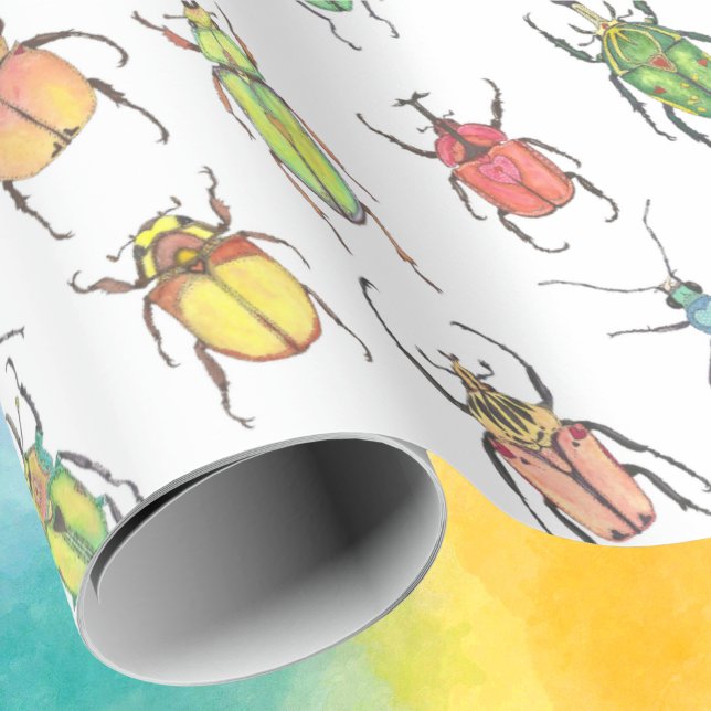 Love Bugs Valentine Beetles Colourful Fun Wrapping Paper (Creator Uploaded)