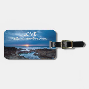 Love Builds Bridge custom text luggage tag