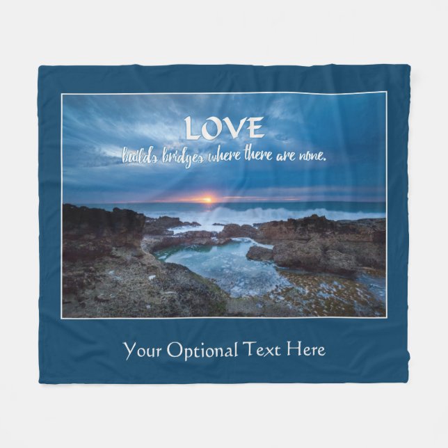 Love Builds Bridges custom text fleece blanket (Front (Horizontal))