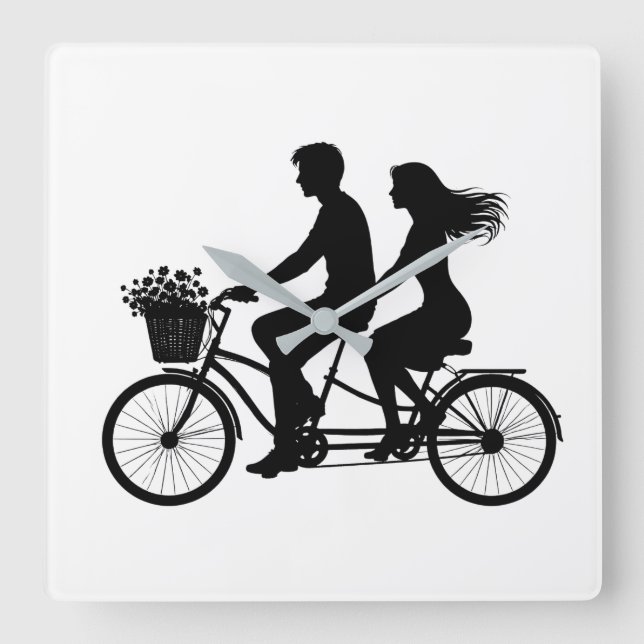 Love built for 2 square wall clock (Front)