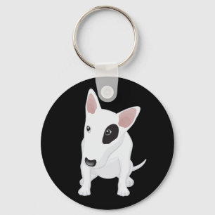 Love Bull Terrier Puppy Dog Black Keychain