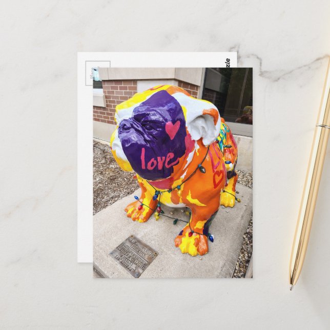 Love Bulldog Postcard (Front/Back In Situ)