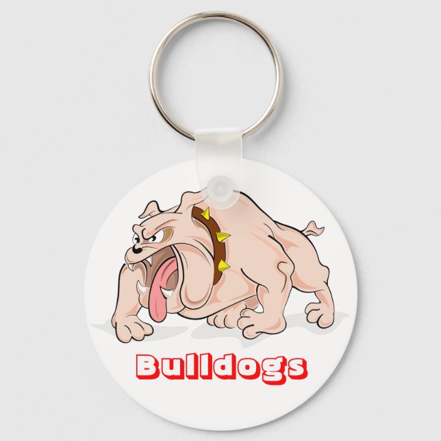 Love Bulldogs Cartoon Bulldog Puppy Dog Keychain (Front)