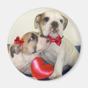 Love Bulldogs round magnet