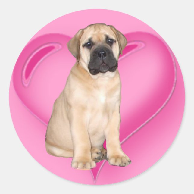 Love Bullmastiff puppy stickers (Front)