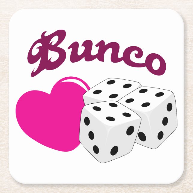 Love Bunco Square Paper Coaster (Front)