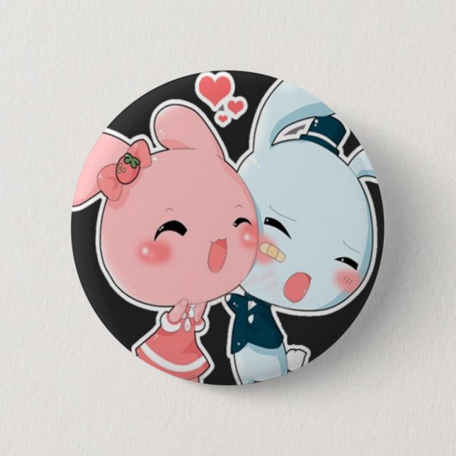 Love Bunnies 6 Cm Round Badge (Front)