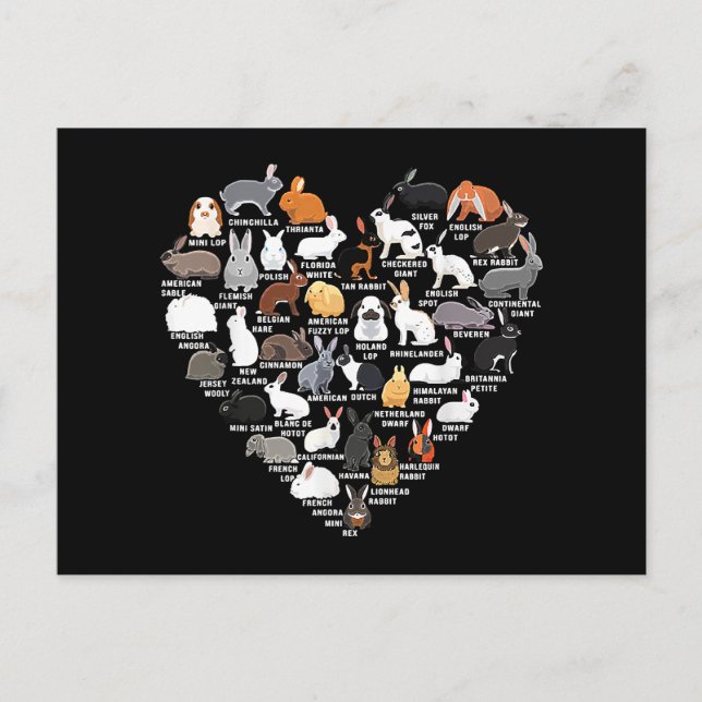 Love Bunnies Funny Rabbit Heart Holiday Postcard (Front)