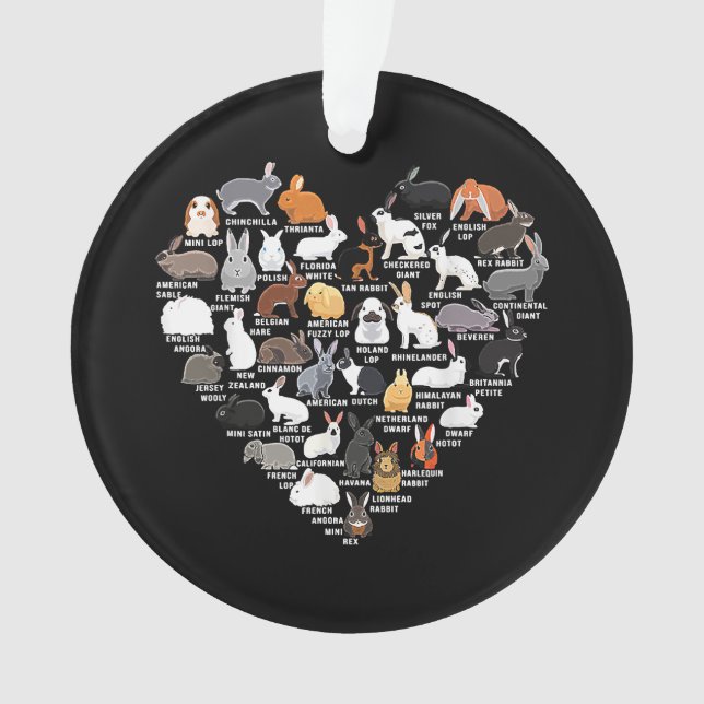 Love Bunnies Funny Rabbit Heart Ornament (Front)