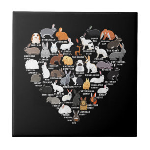 Love Bunnies Funny Rabbit Heart Tile