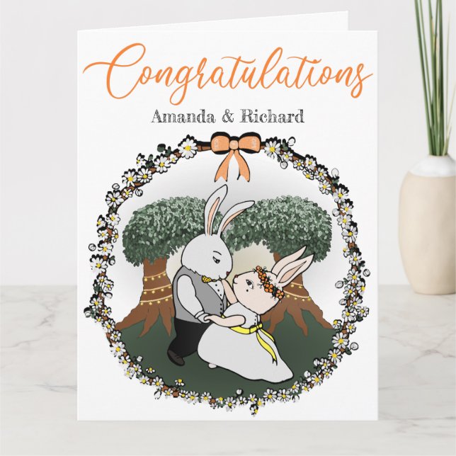 Love Bunnies Personalised Wedding Congratulations Card (Front)