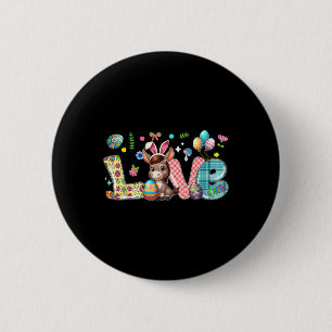 Love Bunny Donkey Easter Day Hunting Eggs Colourfu 6 Cm Round Badge