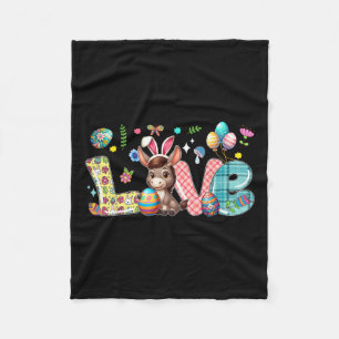 Love Bunny Donkey Easter Day Hunting Eggs Colourfu Fleece Blanket