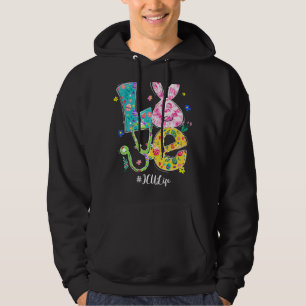 Love Bunny Icu Nurse Easter Day Nursing Stethoscop Hoodie