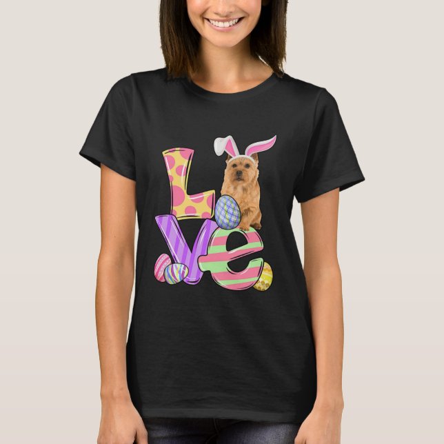LOVE Bunny Norwich Terrier Dog Easter Eggs Easter  T-Shirt (Front)