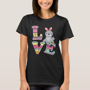 Love Bunny Sea Lion Eggs Hunting Happy Easter Day T-Shirt
