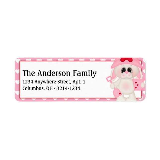 Love Bunny Valentine Return Address Labels d4 (Front)