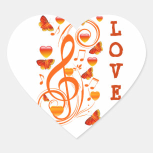 Love & Butterflies,Music notes_ Heart Sticker