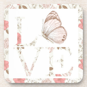 Love Butterfly Floral Coaster