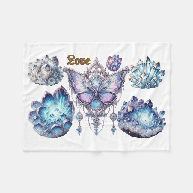 Love Butterfly Floral Frame Basic Dark T-Shirt Fleece Blanket (Front (Horizontal))