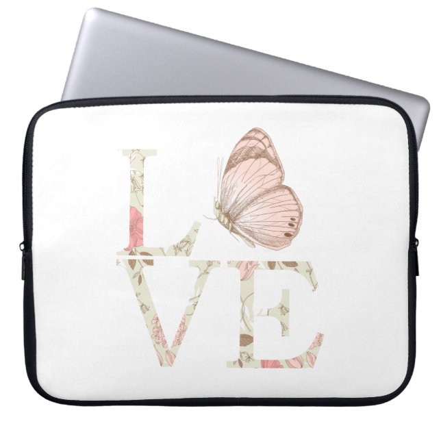 Love Butterfly Floral Laptop Sleeve (Front)