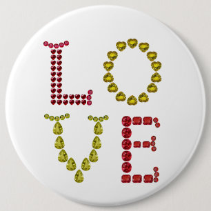 Love Button with Red & Yellow Gemstones