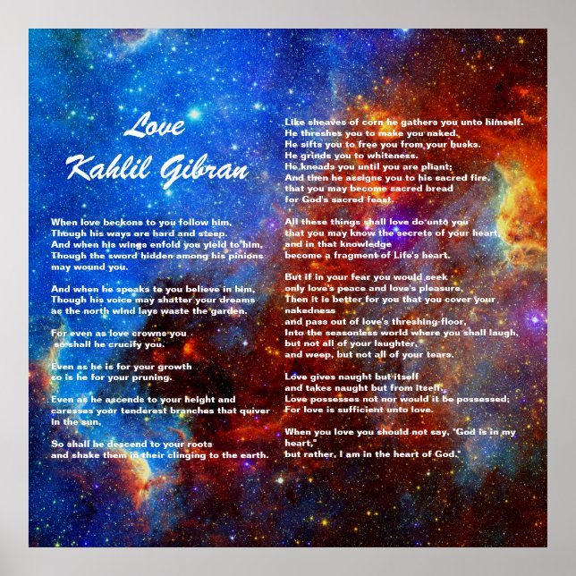Love by Kahlil Gibran Poster (Front)