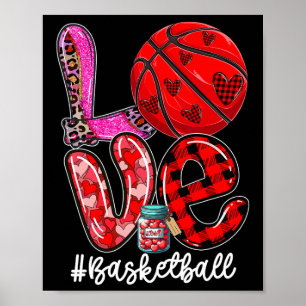 Love Bysketbyll Equipment Player Team Valentine's Poster