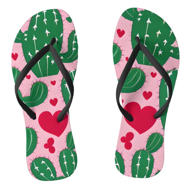 Love Cactus Pattern Flip Flops (Footbed)