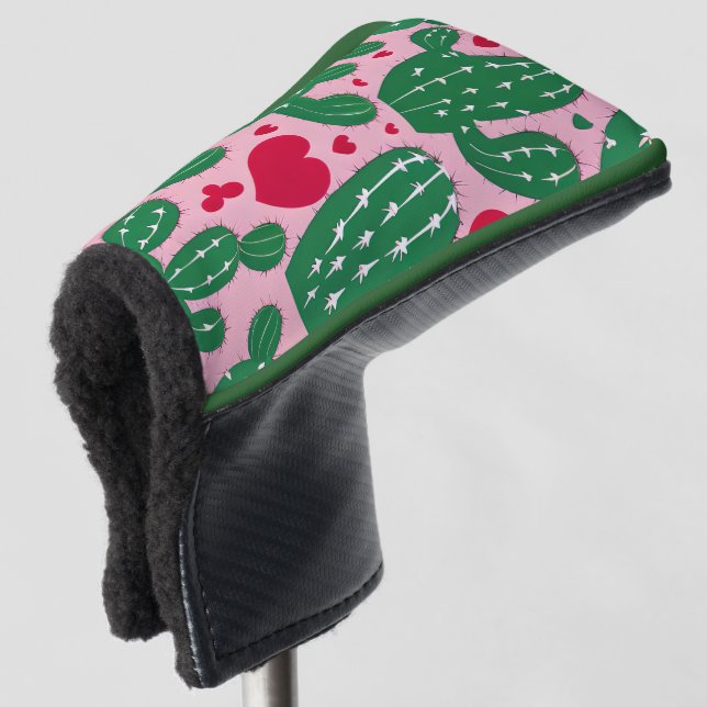 Love Cactus Pattern Golf Head Cover (3/4 Front)