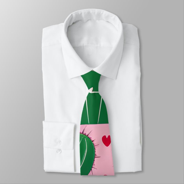 Love Cactus Pattern Tie (Tied)